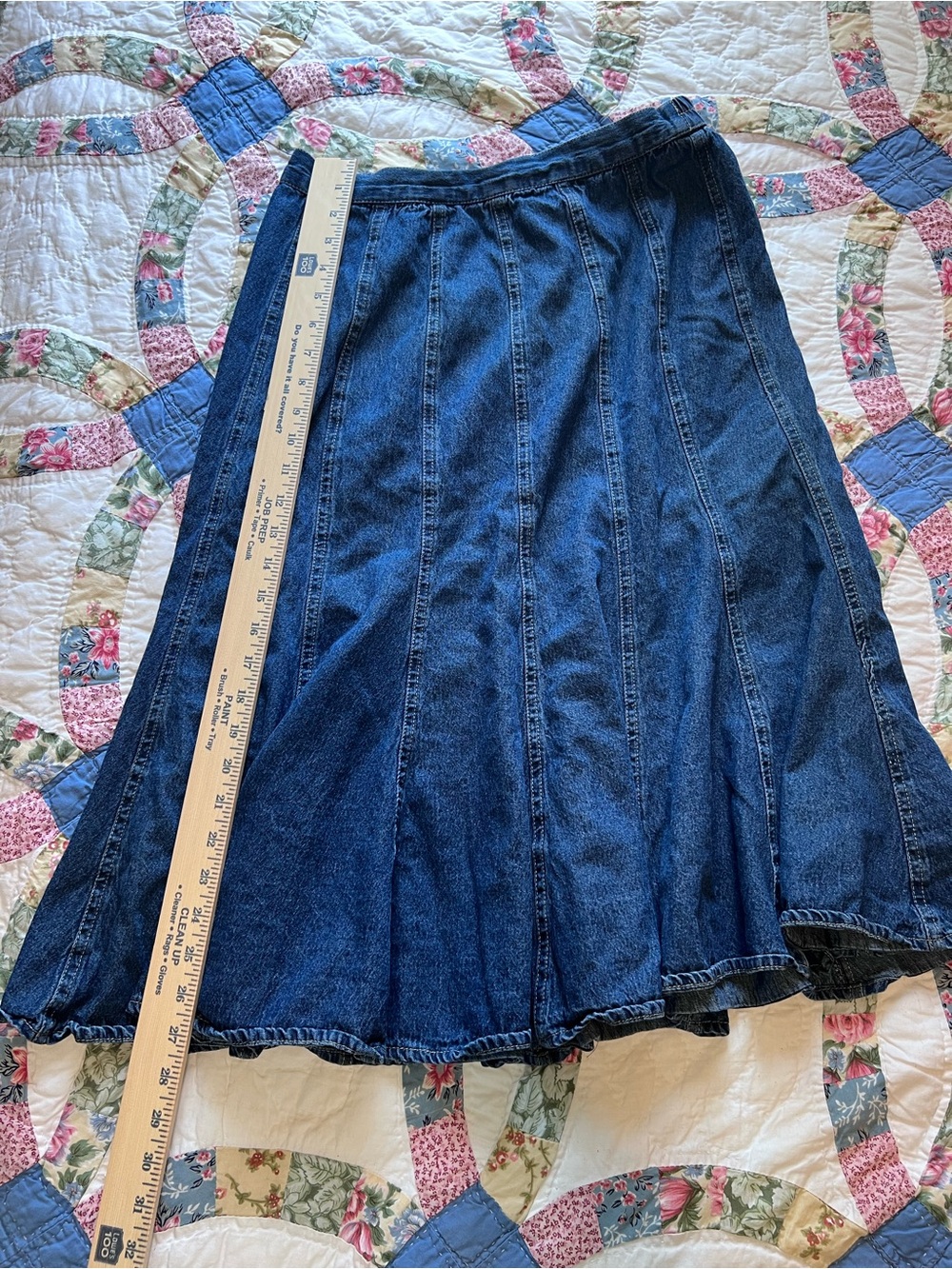 Studio West Denim Paneled Midi Skirt Medium Comfort Stretch Casual Boho - Picture 5 of 6